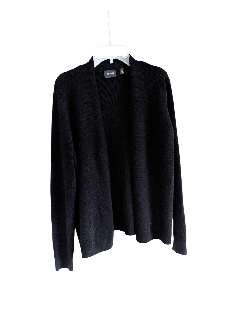 Cyrus Black Open Front Cardigan Sweater Knit Solid Minimalist XL